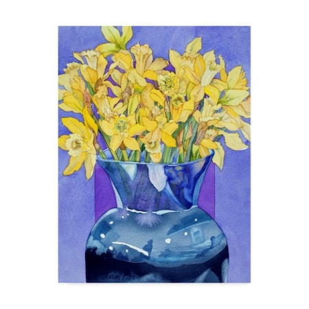 Sharon Pitts 'Daffodils In Cobalt' Canvas Art,14x19